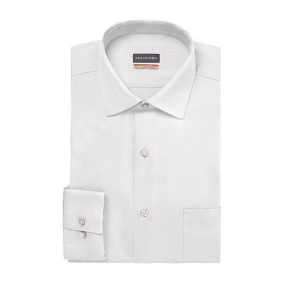 Van Heusen Men's Stain Shield Regular Fit Dress Shirt - White, 16-16 1/2 34-35US - Picture 1 of 1
